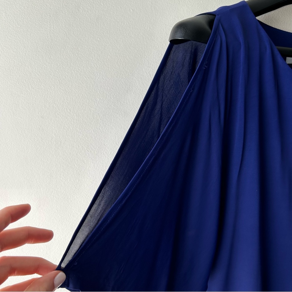 5 FOR $25 |Trina Turk Cold Shoulder Sleeves Knee Length Midi Dress Royal Blue 6 - Picture 6 of 11